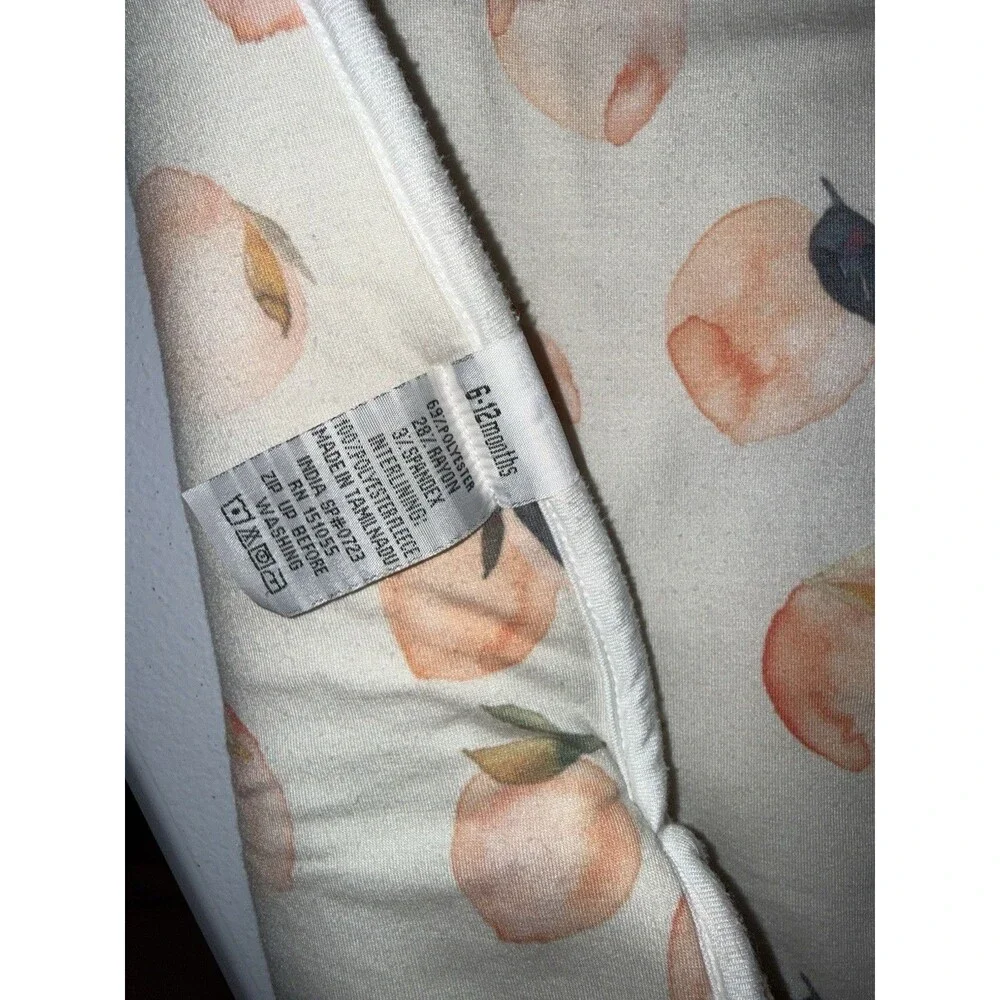 Copper Pearl Wearable Blanket Sleep Sack Peach Fruit Print Zipper 6-12M